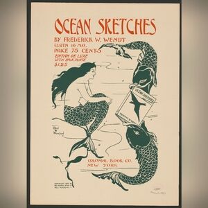 Ocean Sketches Vintage Print